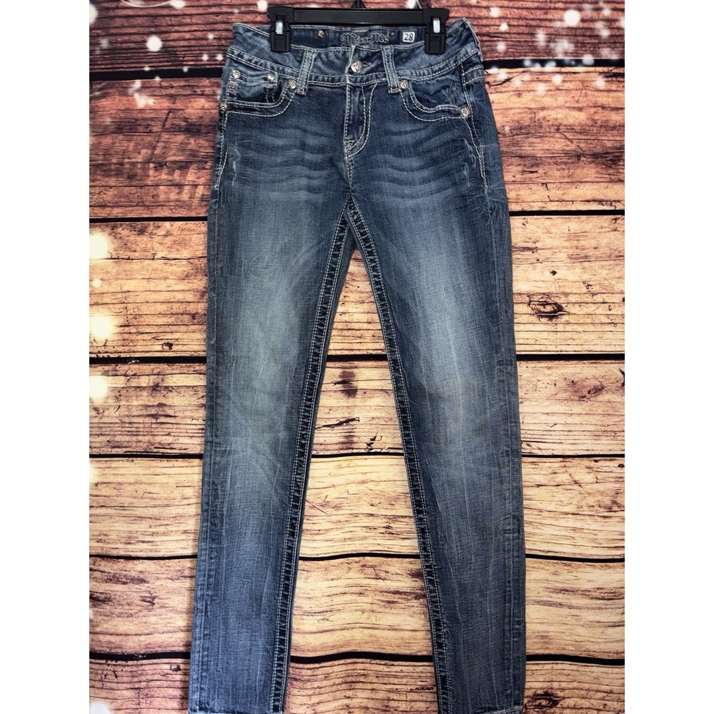 Miss Me Women's Easy Bootcut Sparkly Jeans Size 28 Sequin Pockets